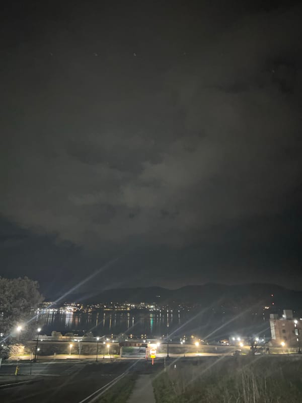 Late-night dog walk documented along Hudson River in Newburgh