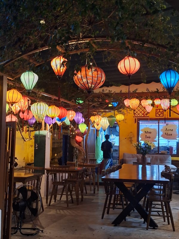 Colorful lanterns light up a Nha Trang street at night