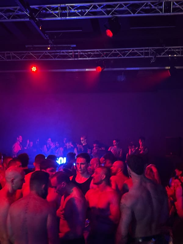 Late night club scene in Sofia with colorful lighting