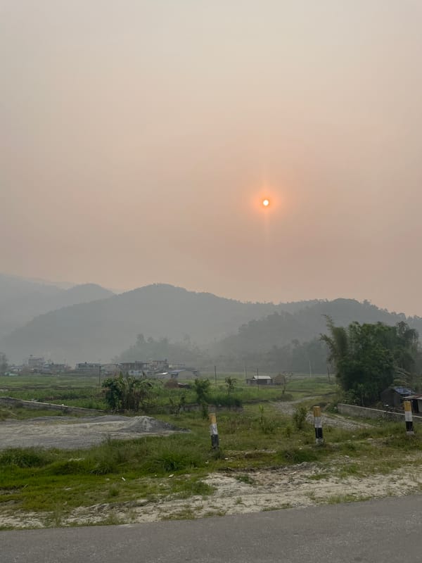 Early morning roadside landscapes documented in Pokhara, Nepal