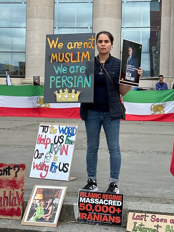 Iranian protesters rally in Barcelona declaring Persian, not Muslim identity