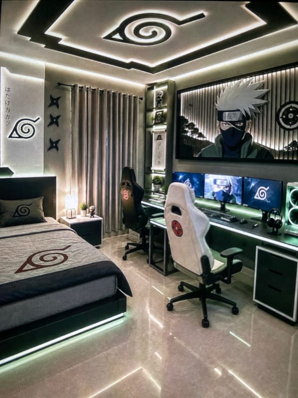 Naruto-themed bedroom documented in Lhokseumawe, Indonesia