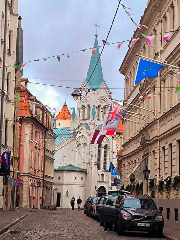 Morning walk through Riga's Old Town streets and cathedral