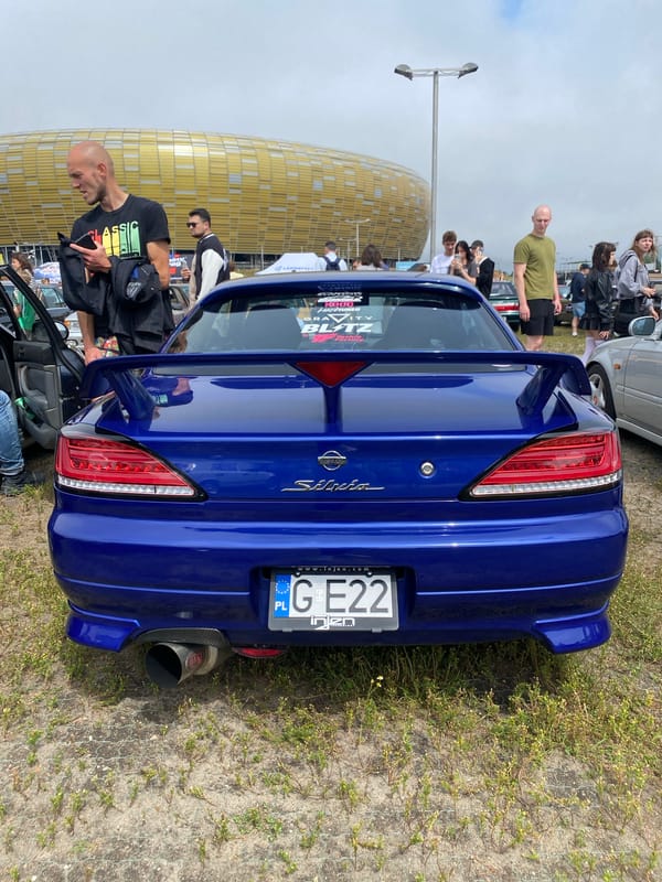 Blue Nissan Silvia S15 spotted at Gdańsk car meet