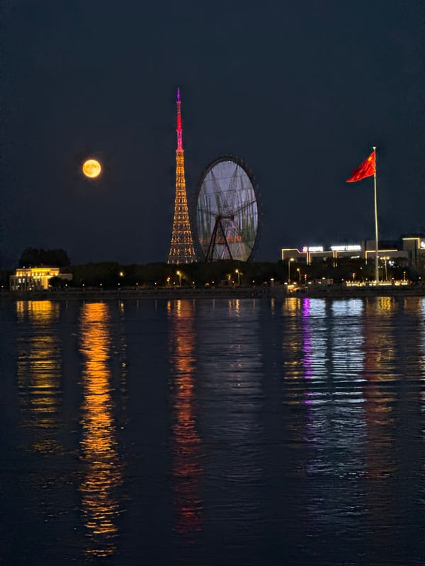 Blagoveshchensk waterfront lit up at night