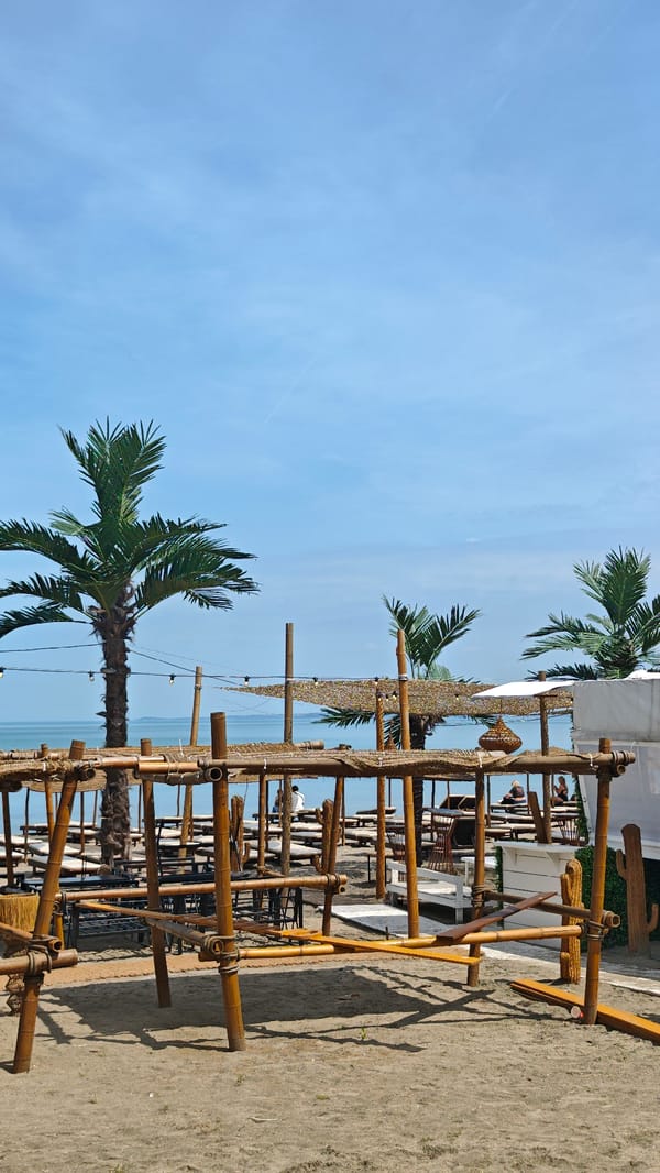 Midday beach scenes captured at Burgas, Bulgaria coastline