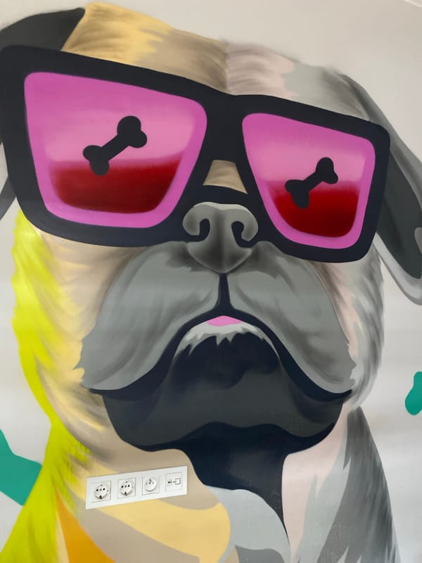 Quirky animal mural spotted in Podgorica featuring pink sunglasses
