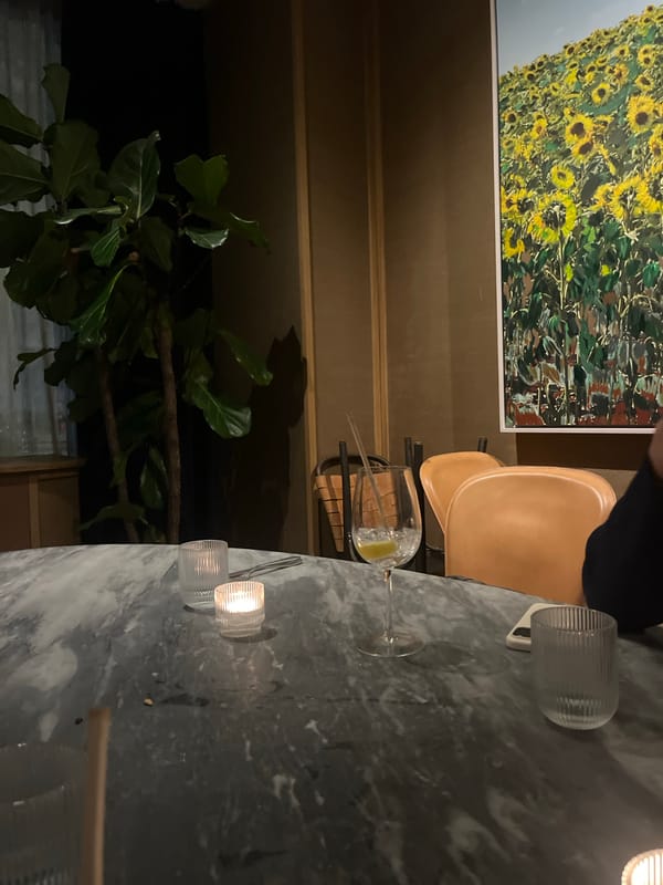 Evening dining scene captured at Paris restaurant