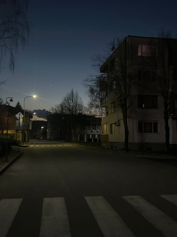 Evening twilight captured in Zlatograd, Bulgaria urban scene