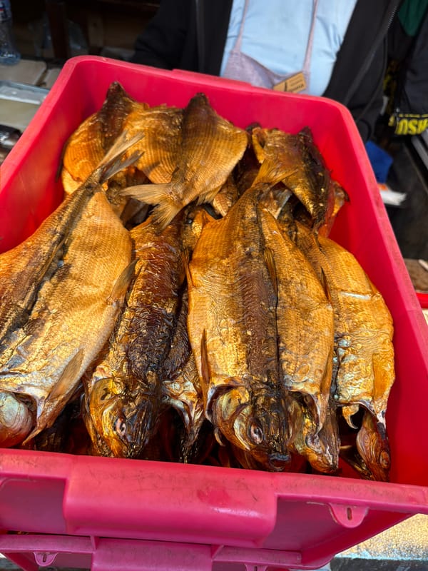 Smoked fish, boats, and Baikal mist in Listvyanka