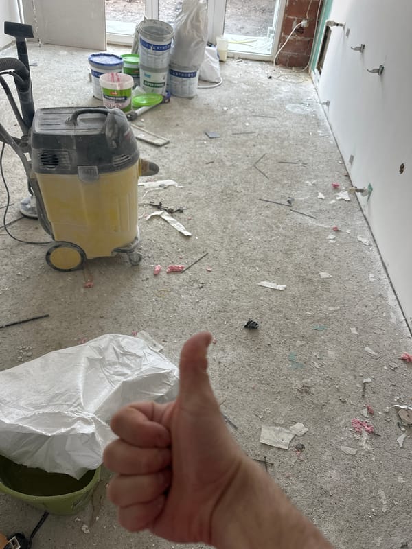 Room renovation underway in Sofia with scattered debris