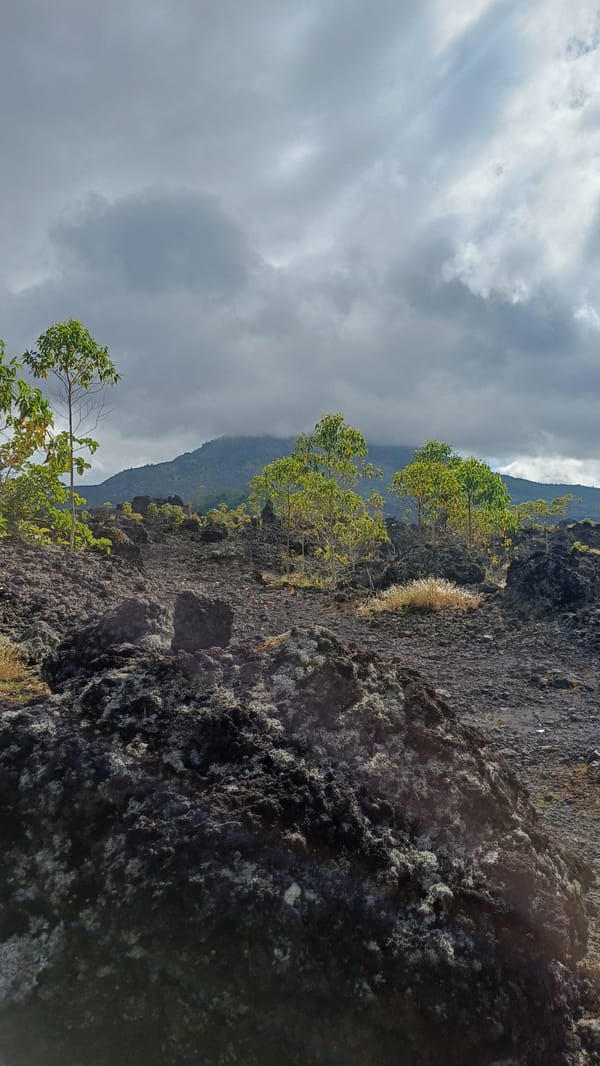 Volcanic landscape and rainy weather documented in Kintamani