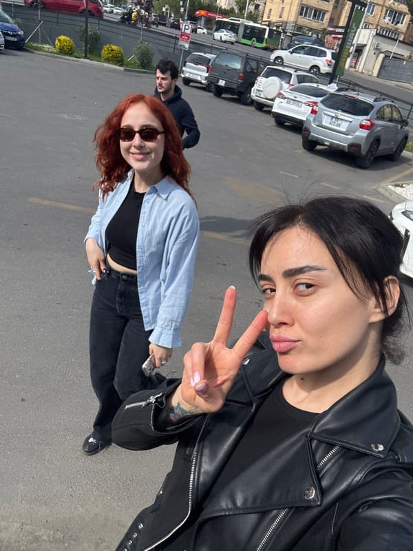 Women document casual dining and socializing moments across Tbilisi