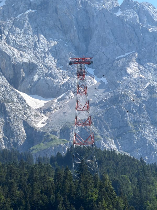 Zugspitze area in full summer form — peaks, cable cars, and kayaks