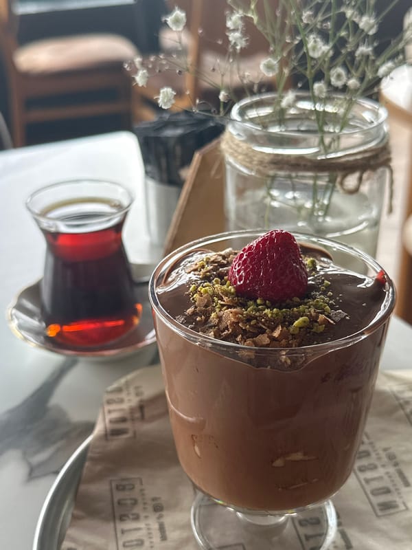 Chocolate mousse served at MOTBOM branded restaurant in Marmaris
