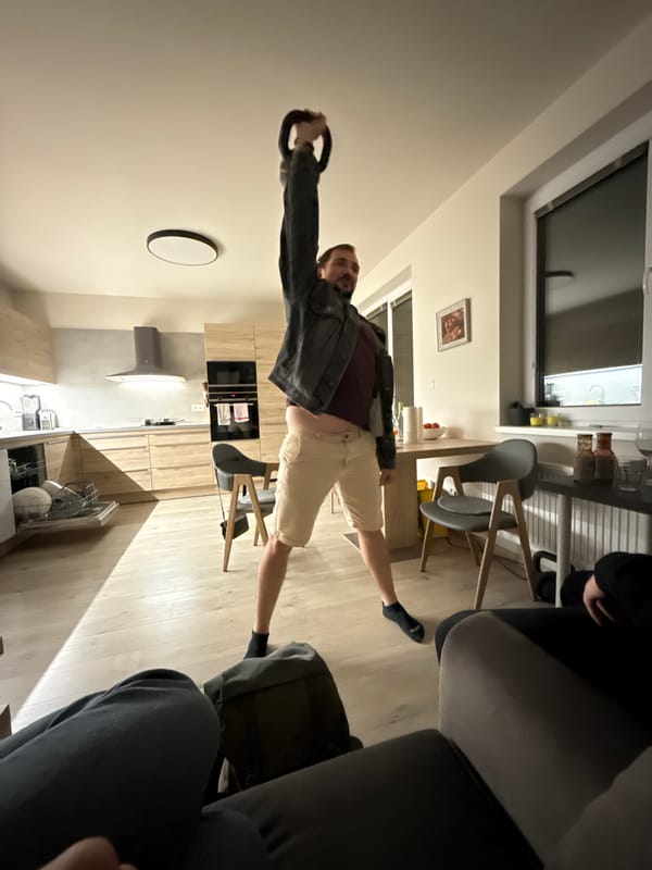 Man exercises, grooms, prepares food in Slovak apartment