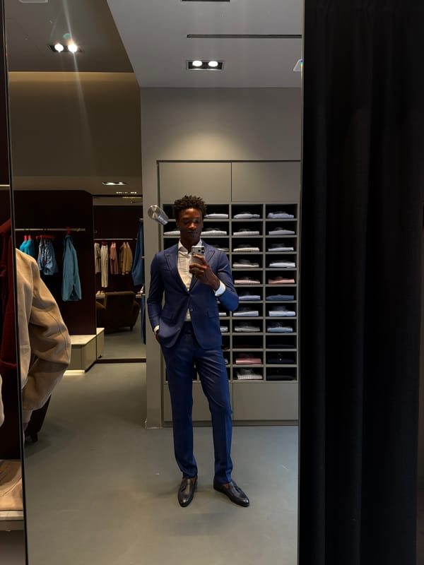 Trying on fits at a London retail store
