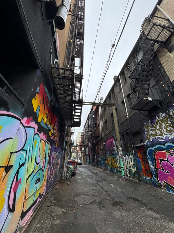 Evening stroll through Vancouver alleyways and storefronts documented