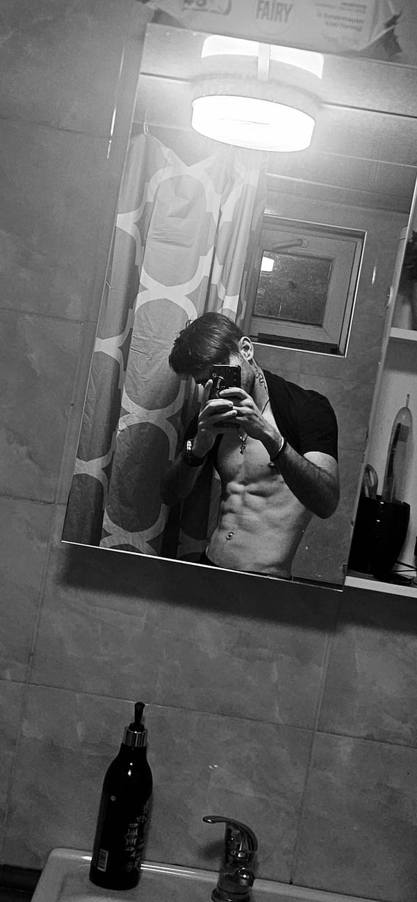 Man takes multiple bathroom mirror selfies in Kostenets, Bulgaria