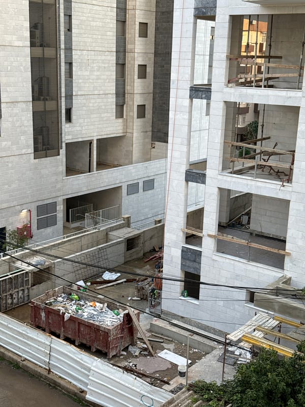 Construction continues on building project in Netanya, Israel