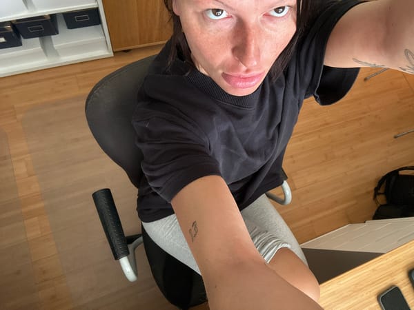 Woman takes selfie in Wealden, UK Tuesday morning