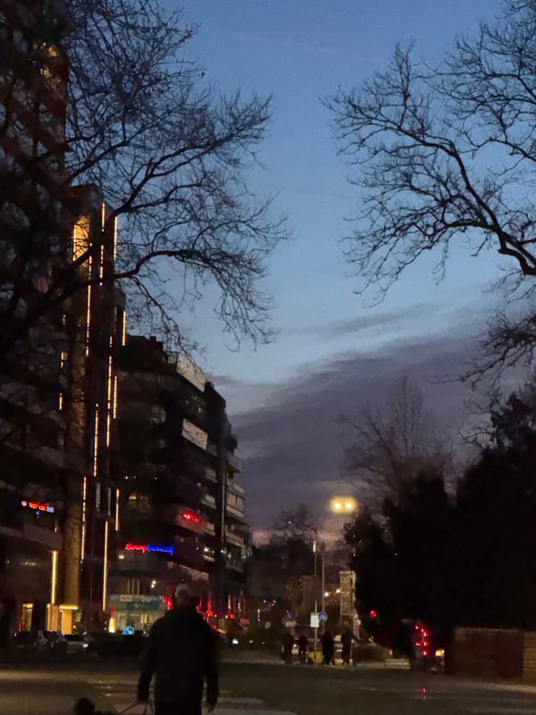 Illuminated building observed during evening hours in Burgas, Bulgaria