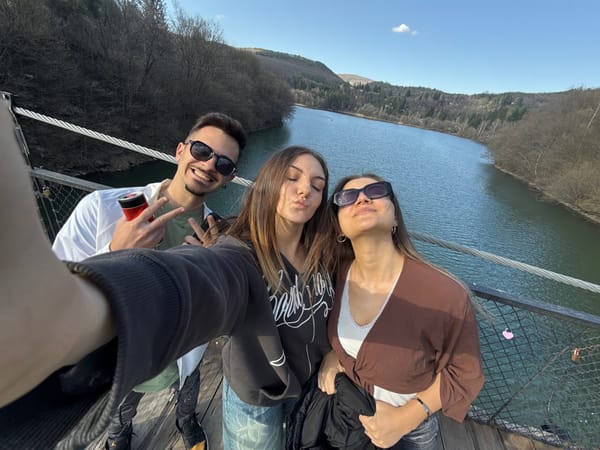 Couples pose for photos, attach love locks on Bulgarian bridge