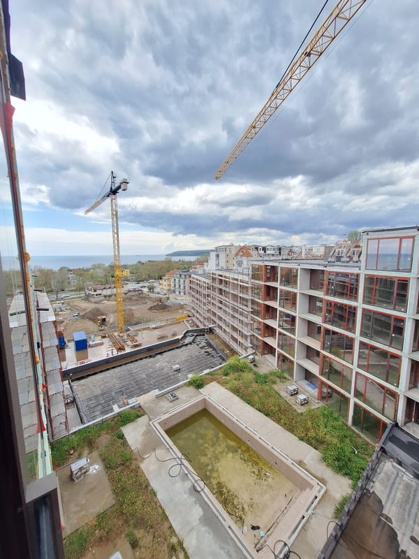 Aerial view captured of construction site in Varna, Bulgaria