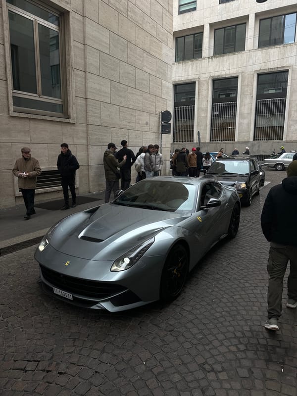 Luxury cars spotted on Milan streets near financial district