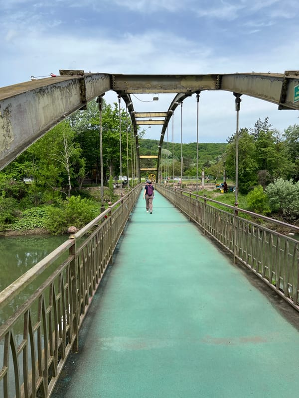 Visitor documents public art and landmarks in Russian spa town