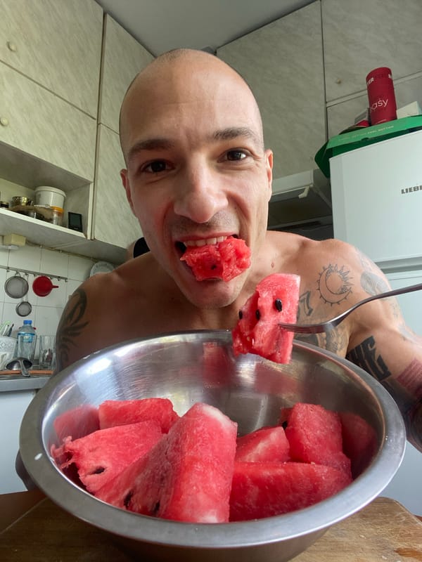 Watermelon break in a Pleven kitchen, summer 2026