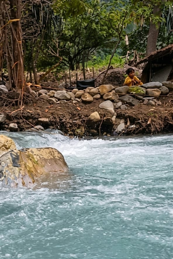 Afternoon at a rocky river in Cinta Rakyat, Indonesia