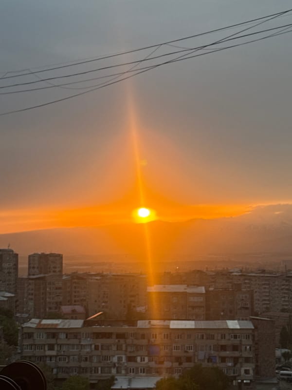 Sunset observed from multiple vantage points in Abovyan, Armenia