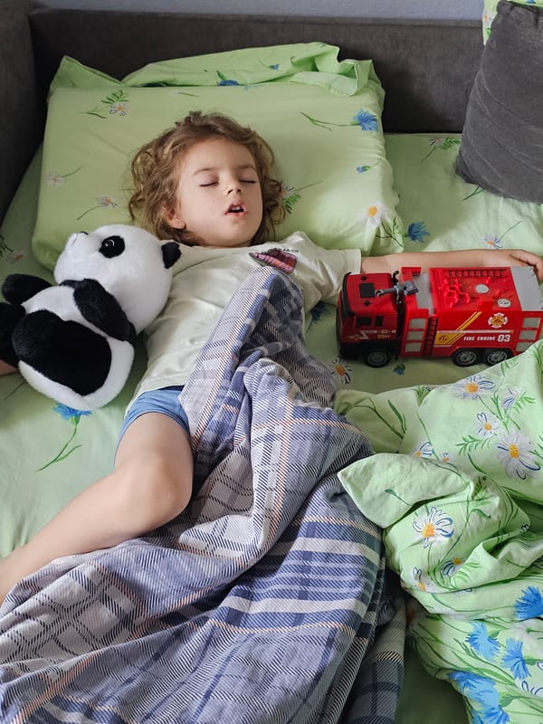 Child sleeps peacefully in Khimki home early morning