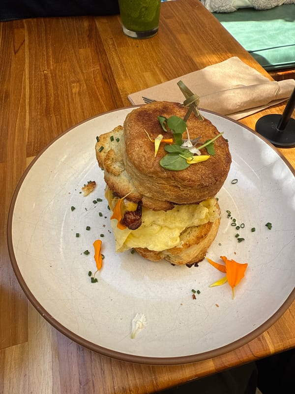 Breakfast sandwich meal documented in Los Angeles Tuesday evening