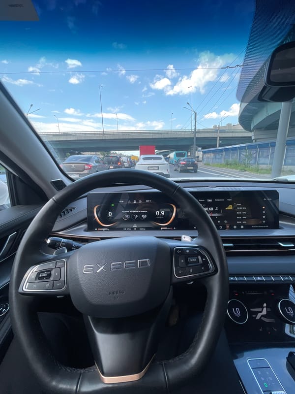 Driver documents traffic commute, grocery shopping trip