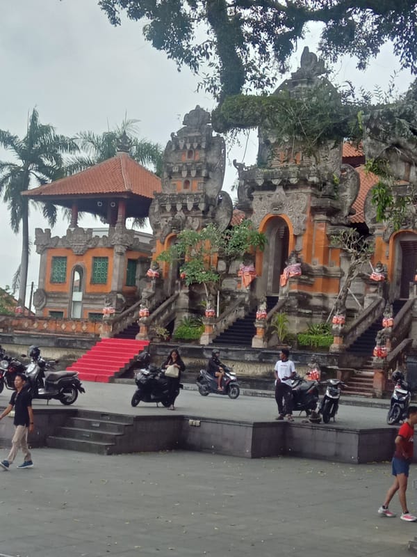 Morning at Gianyar's temple square, Bali