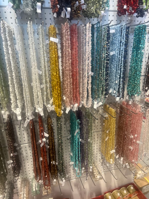 Craft supply store display captured in Burgas, Bulgaria
