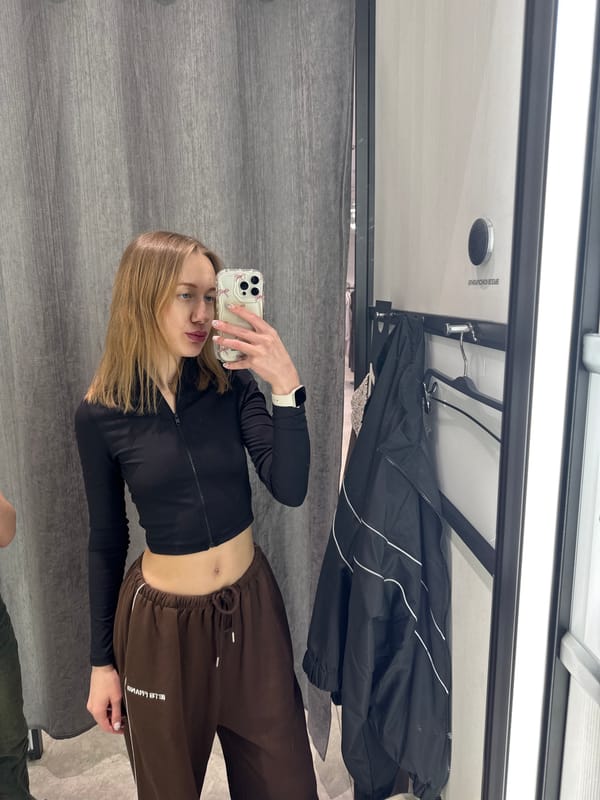 Woman takes selfies in fitting room in Rostov-on-Don