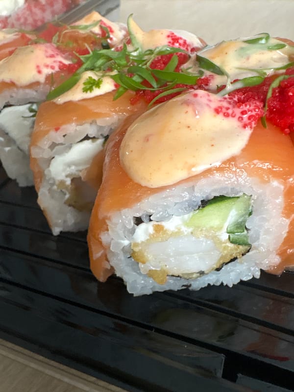 Elaborate sushi rolls photographed in Astrakhan, Russia