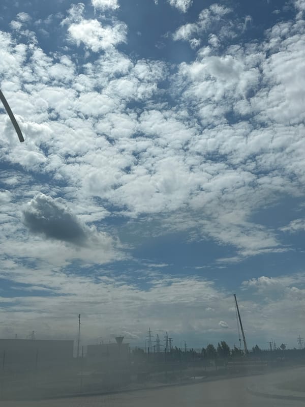 Heavy industrial equipment and skies over a Hora, Ukraine facility