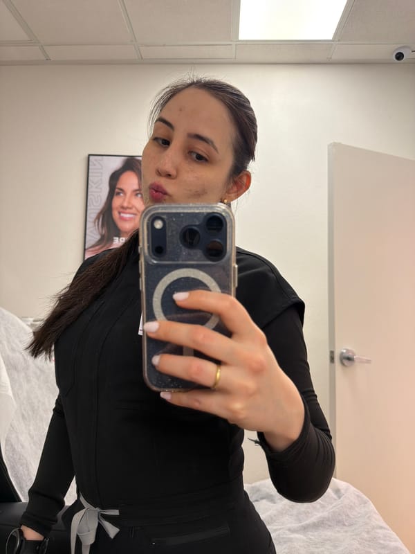 Woman takes selfie in Las Vegas medical treatment room