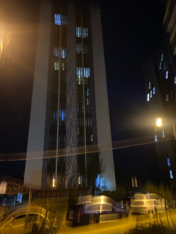 Evening walk through a Kyiv residential neighborhood, June 2026