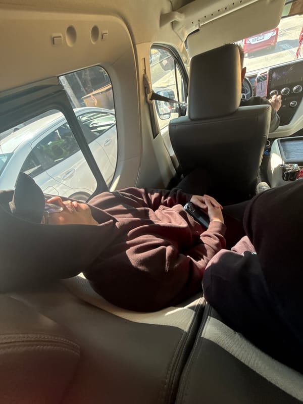 Person with phone spotted in vehicle backseat in Oaxaca