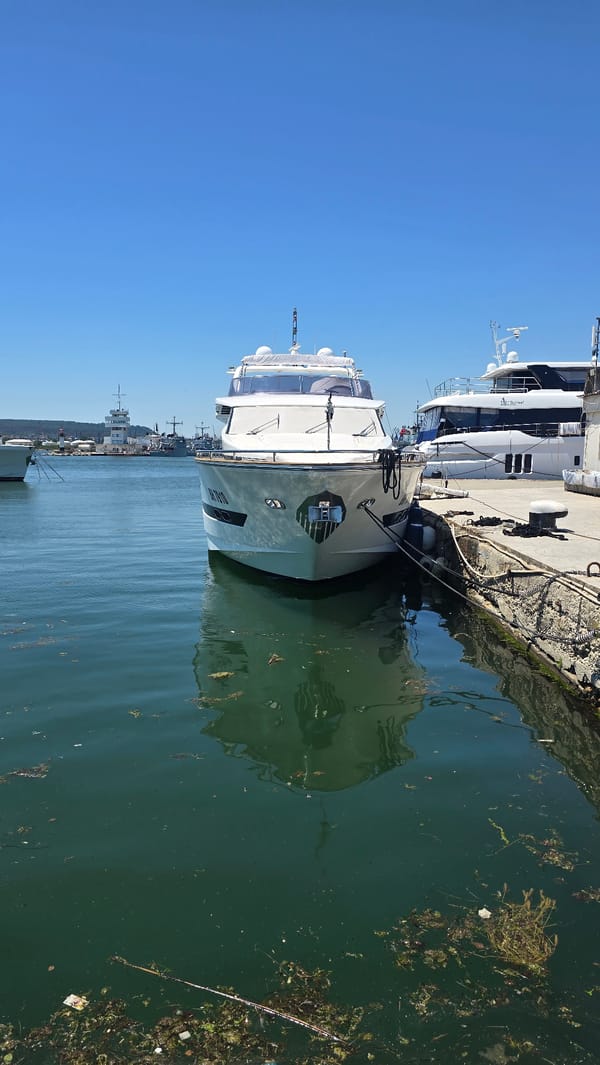 Morning harbor scenes documented around Varna port, Bulgaria