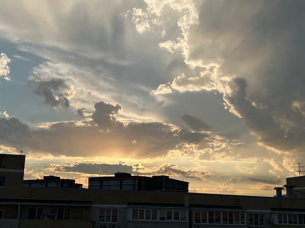 Golden sunset breaks through storm clouds over Krasnodar