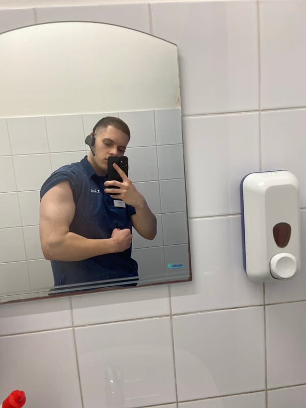Man takes bathroom selfie in Varna, Bulgaria