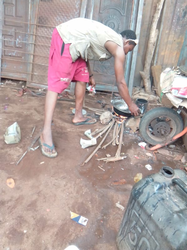 Outdoor metalworking workshop operates in Owerri, Nigeria