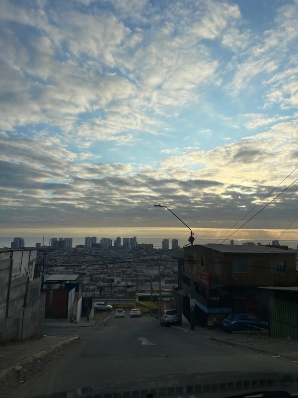Evening skyscape captured from high vantage point in Iquique