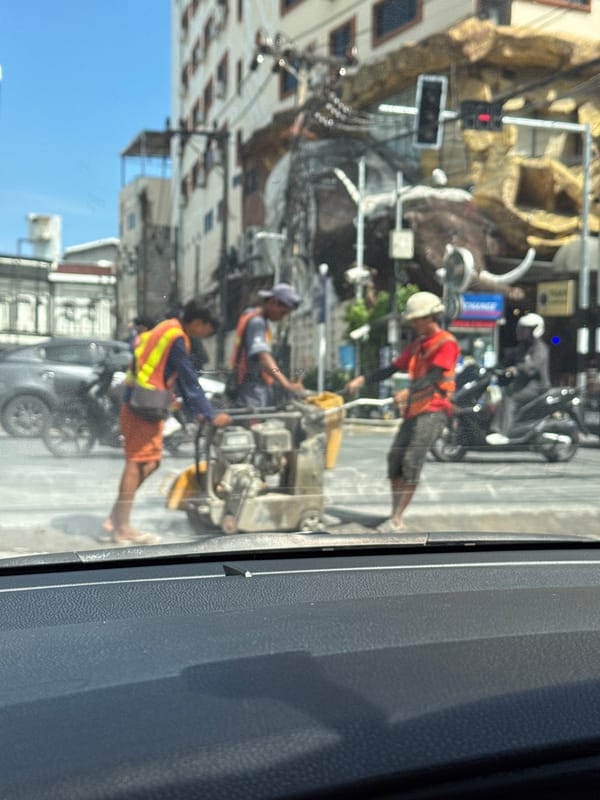 Driving through Patong streets on a sunny morning
